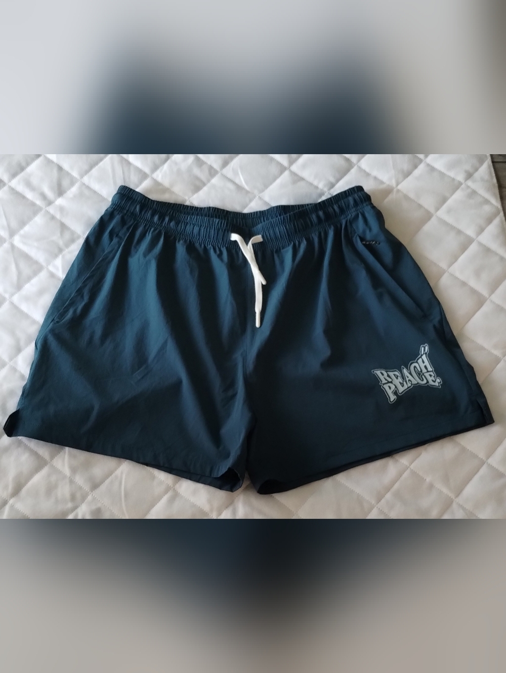 Beach  Navy Swim Shorts with Drawstring